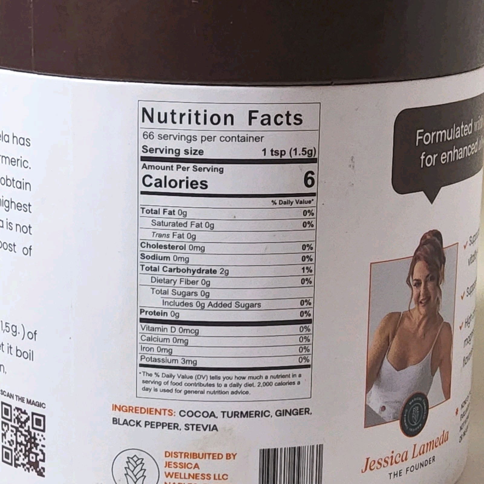 Jessica Wellness Magical Turmeric Tea Organic COCOA FLAVOR 3.5oz SEALED / NEW