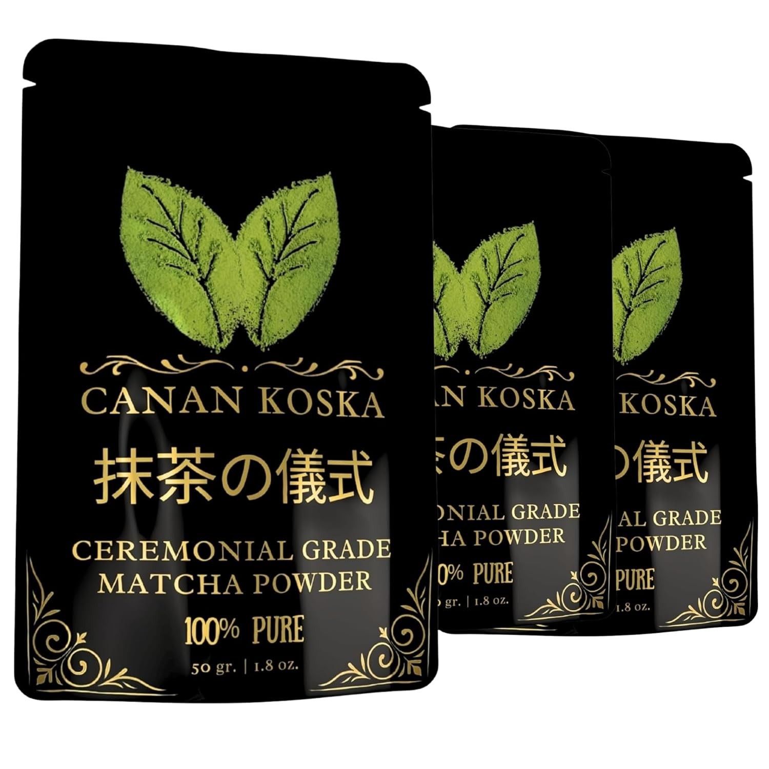 Canan Koska Ceremonial Grade Matcha Powder 1.76oz (50g) Pack of 3