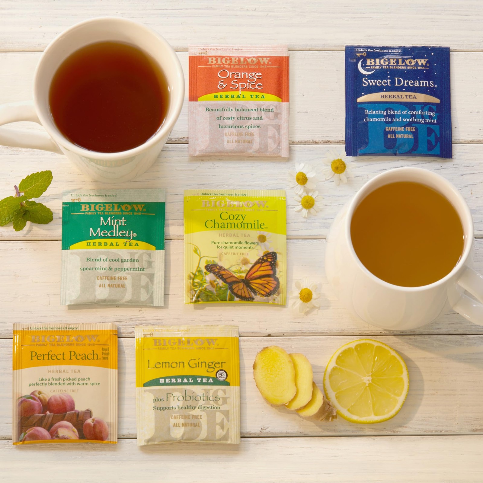 Herbal Tea Variety Pack Caffeine Free 6 Flavor Pack of 6 118 Tea Bags Mint