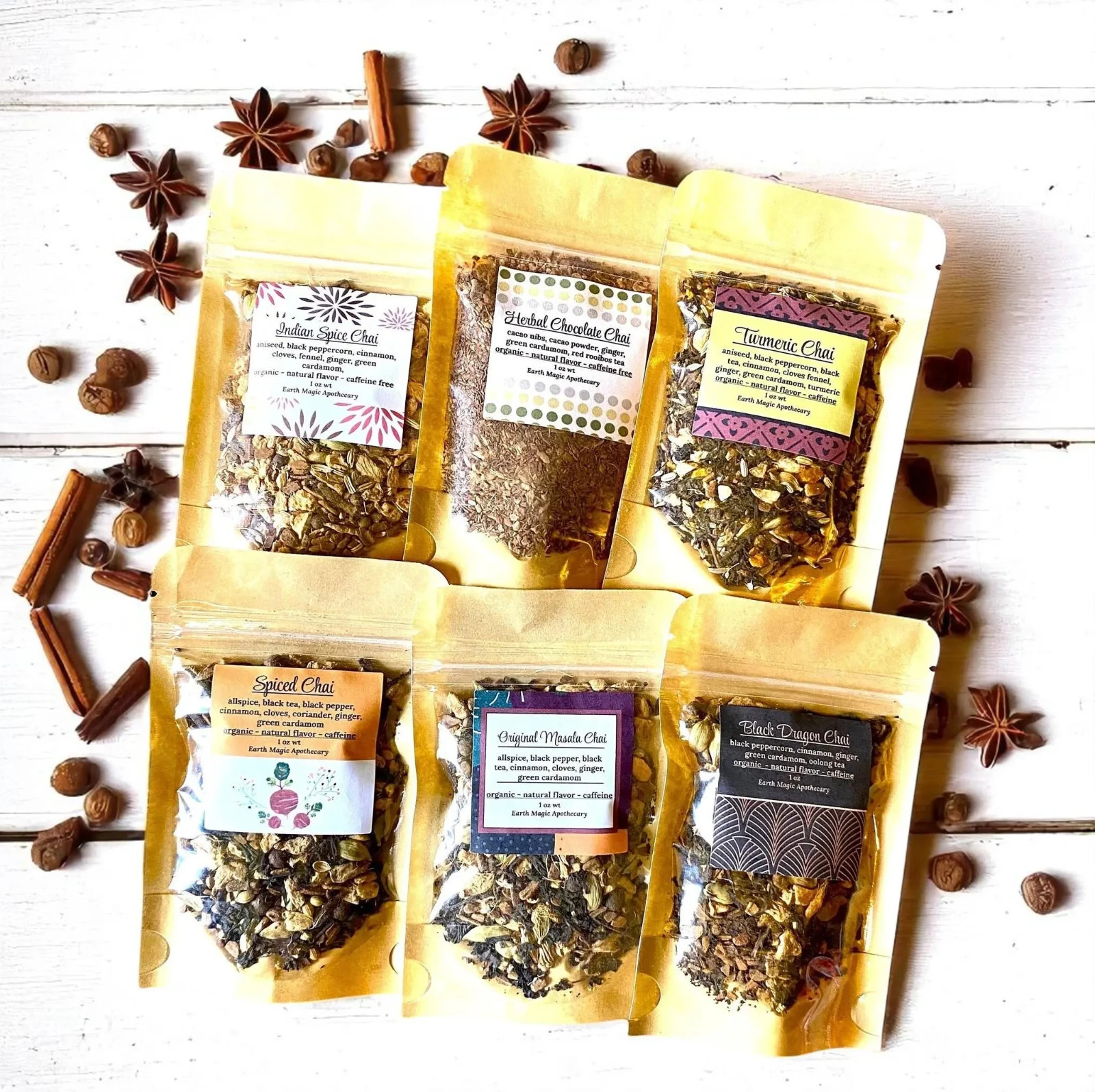 Authentic Chai 3-4-6 Sampler Set Tea Infuser Organic Loose Leaf Chai Blend Pack