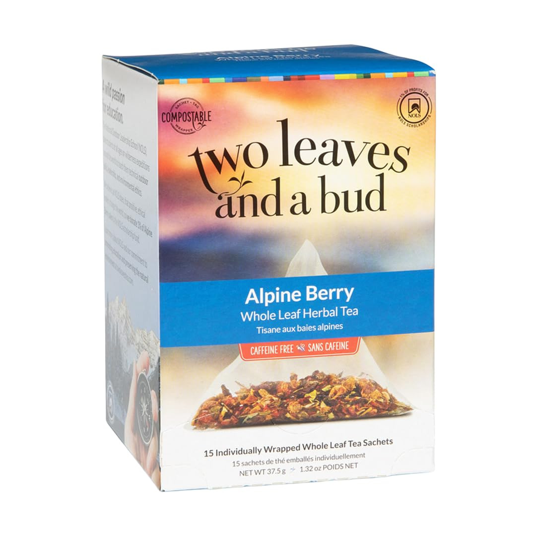 Two Leaves and a Bud Alpine Berry Herbal Tea Bags Caffeine Free, 15 Count