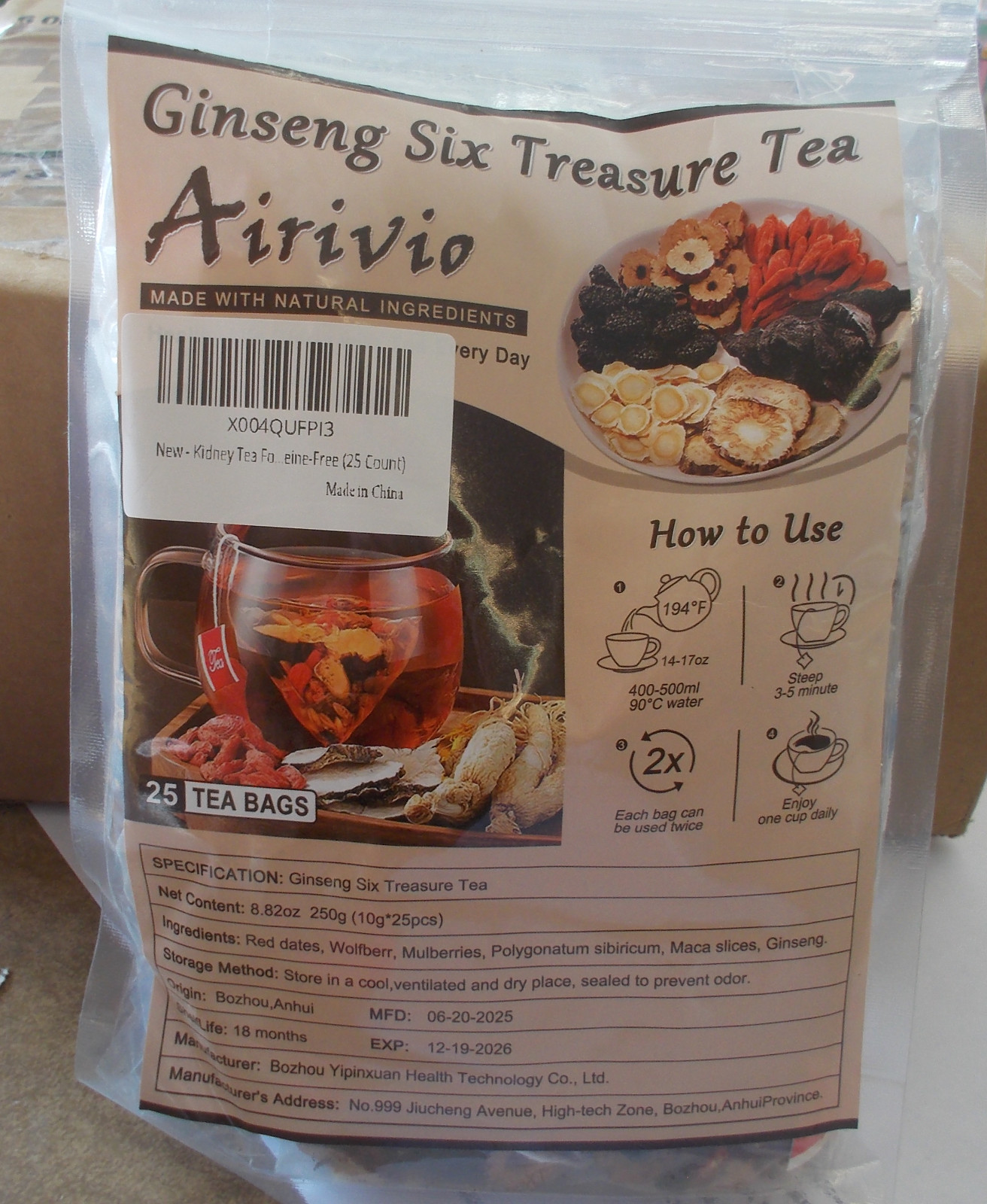 *2026-12-19* Ginseng six treasure tea, Ginseng six treasures tea kidney teas 25b