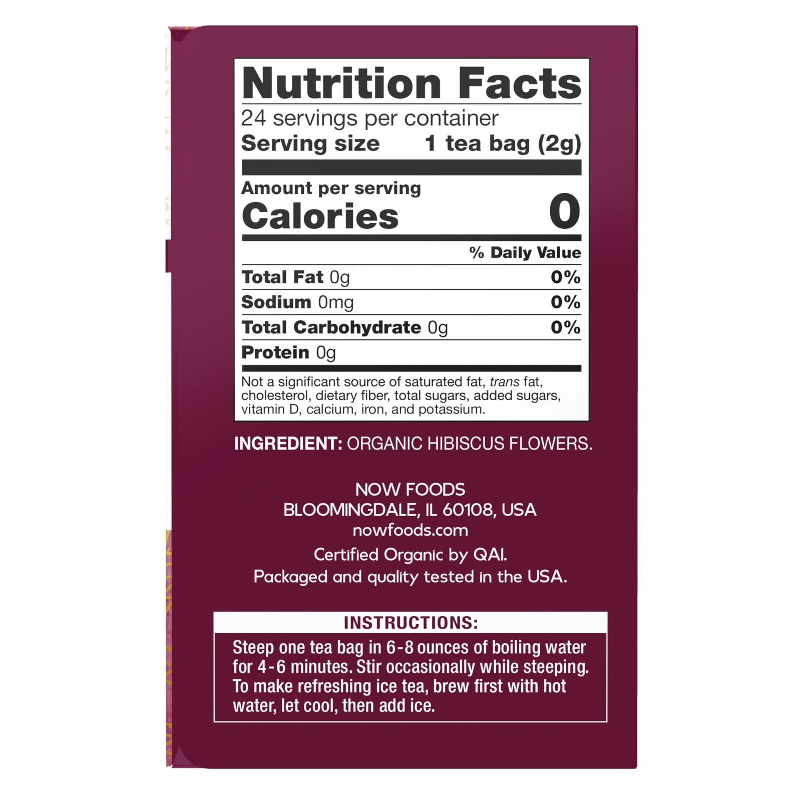 Organic Hibiscus Tea 24 Count Relaxing Tart Cranberry Flavor Family Owned