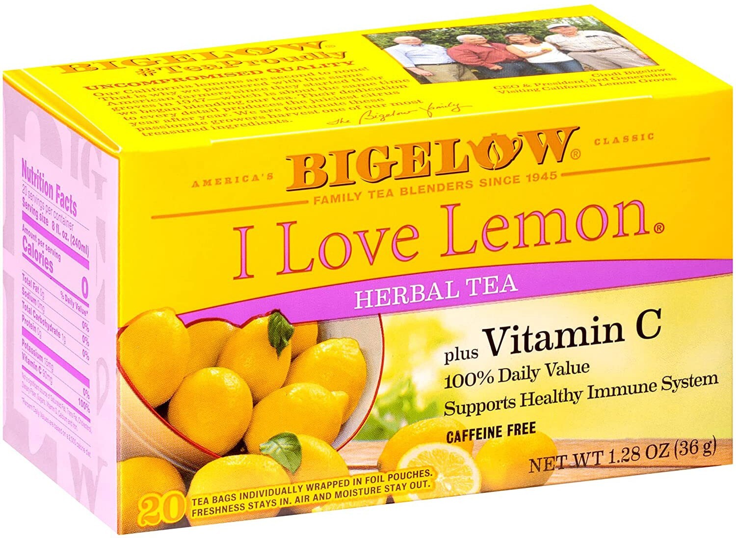 Bigelow I Love Lemon Herbal Tea – 20 tea bags