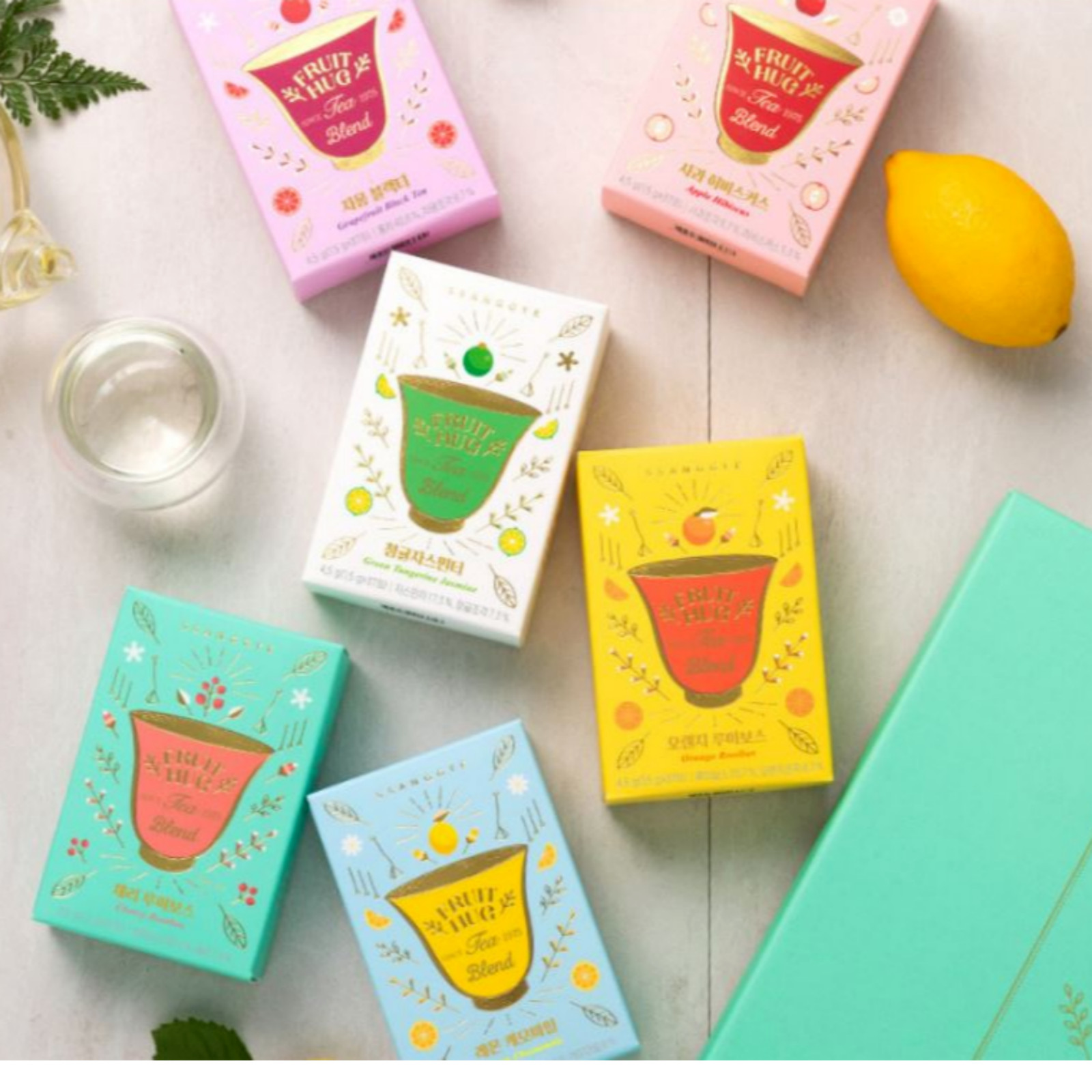Ssanggye Premium Korean Fruit Hug Dried Tea Blend 6 Flavors x 3 Pyramid Tea Bags