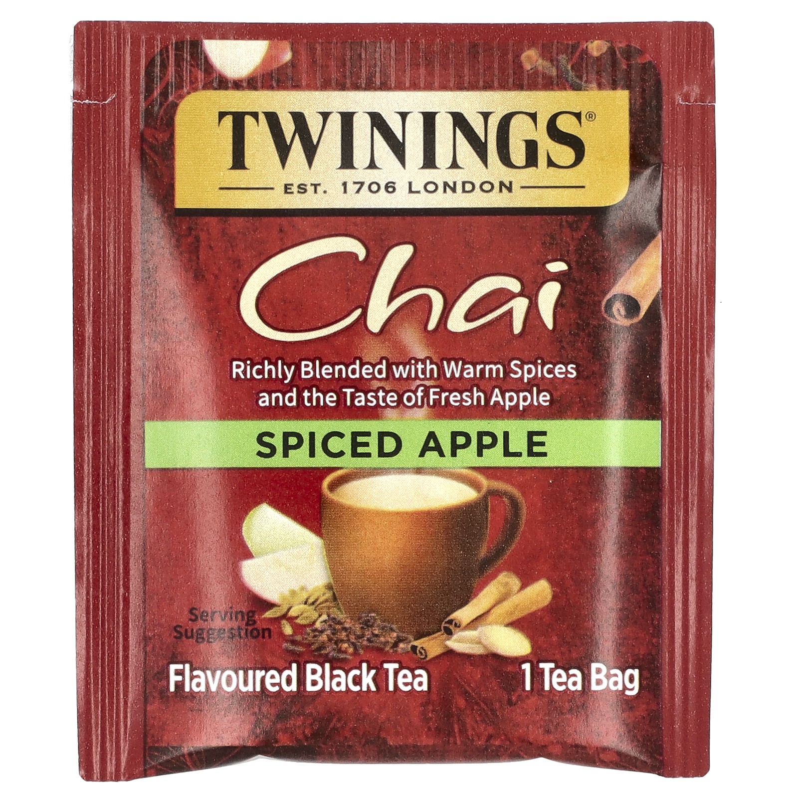 Flavored Black Tea, Chai, Spiced Apple, 20 Tea Bags, 1.41 oz (40 g)