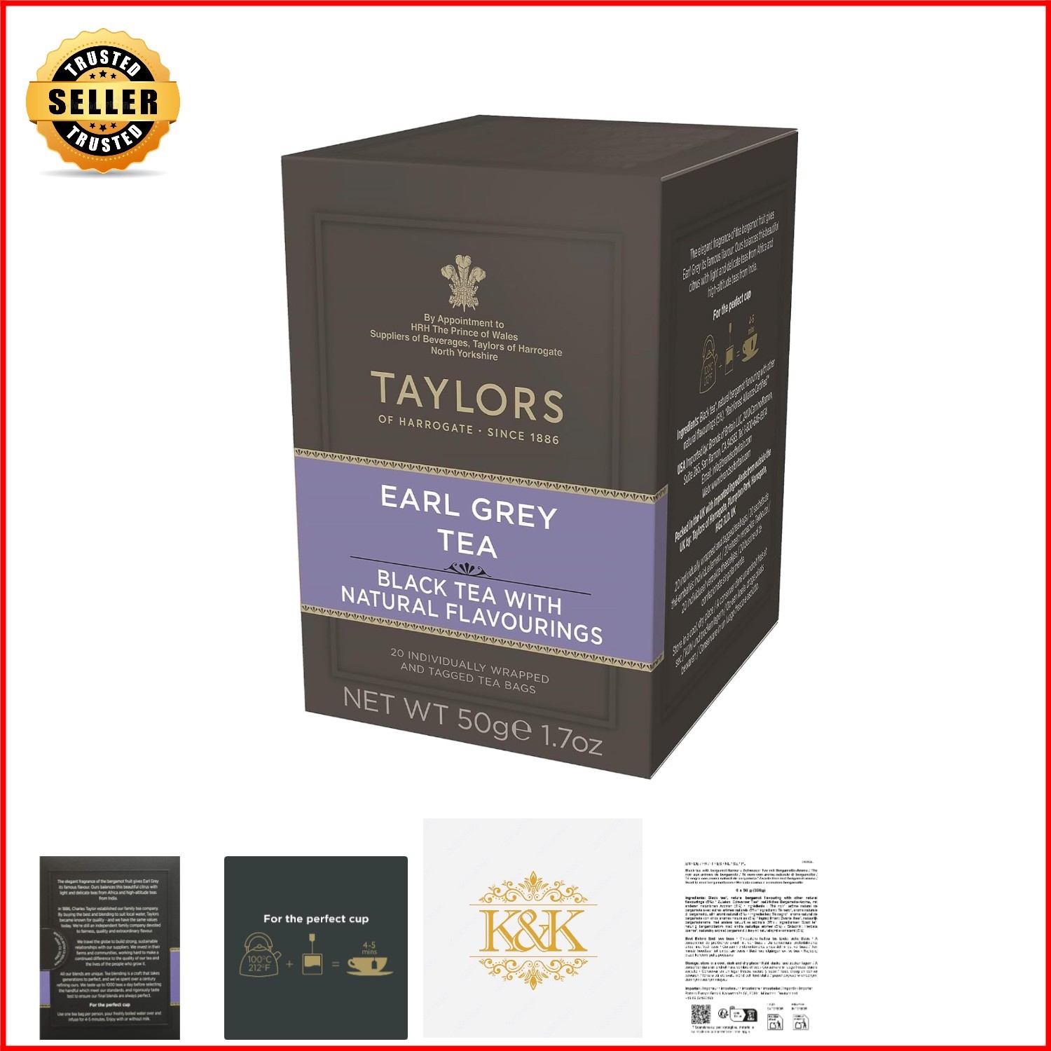 Fragrant Earl Grey Tea – 20 Count Pack, Naturally Delicious & Allergen-Free
