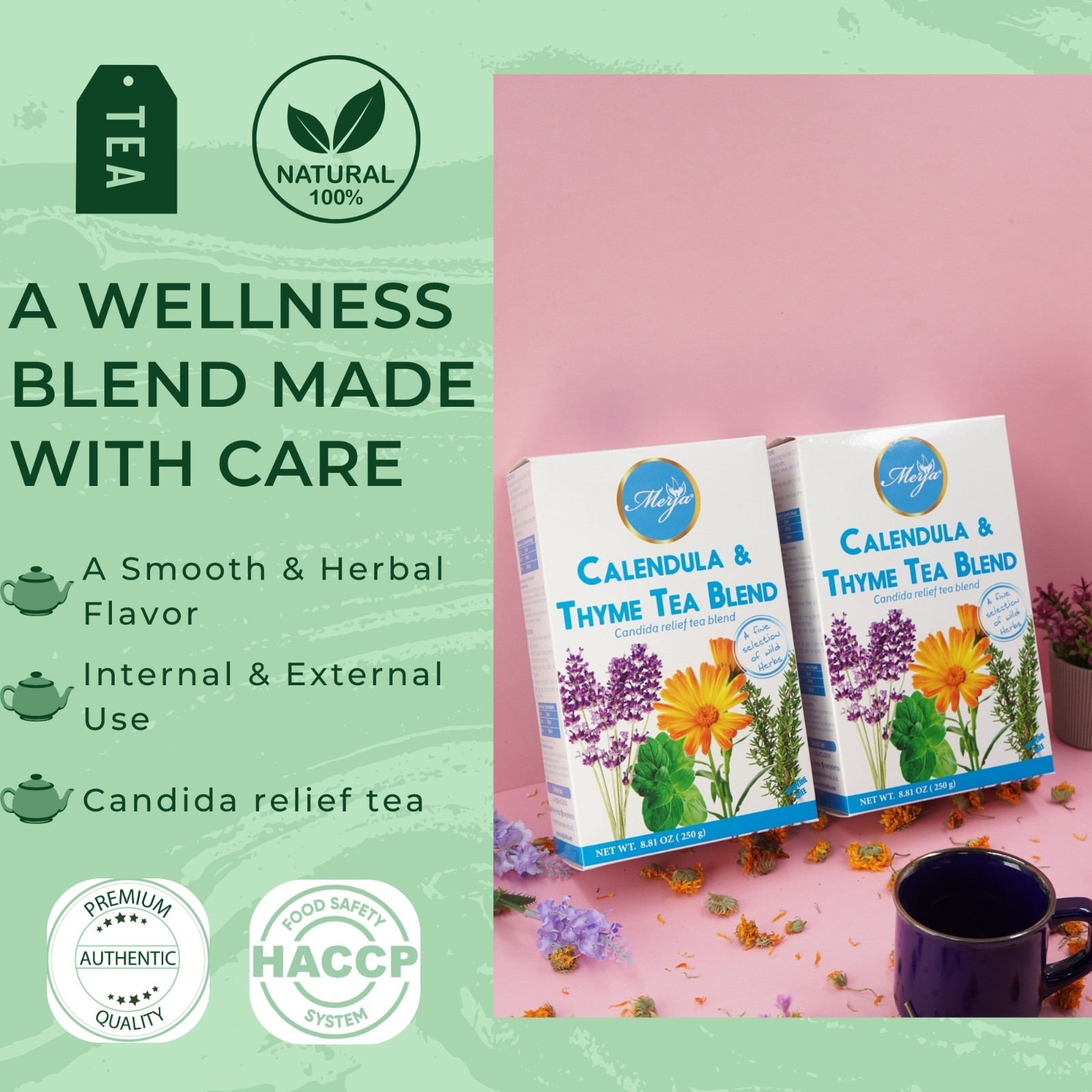 Calendula & Thyme Tea Tea – Candida Relief Tea – Loose Tea – 100% Natural Tea
