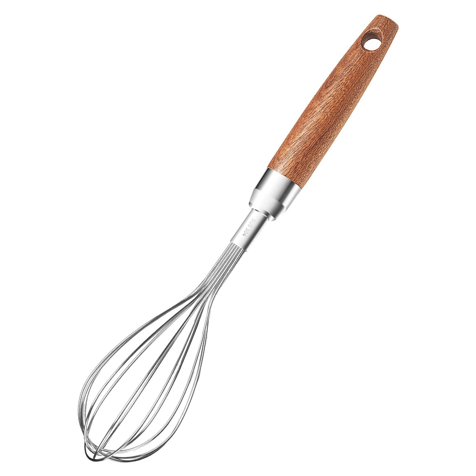 Stainless Steel Wire Whisk for Cooking- Wooden Handle 9″L x 1.8″W, Treestory