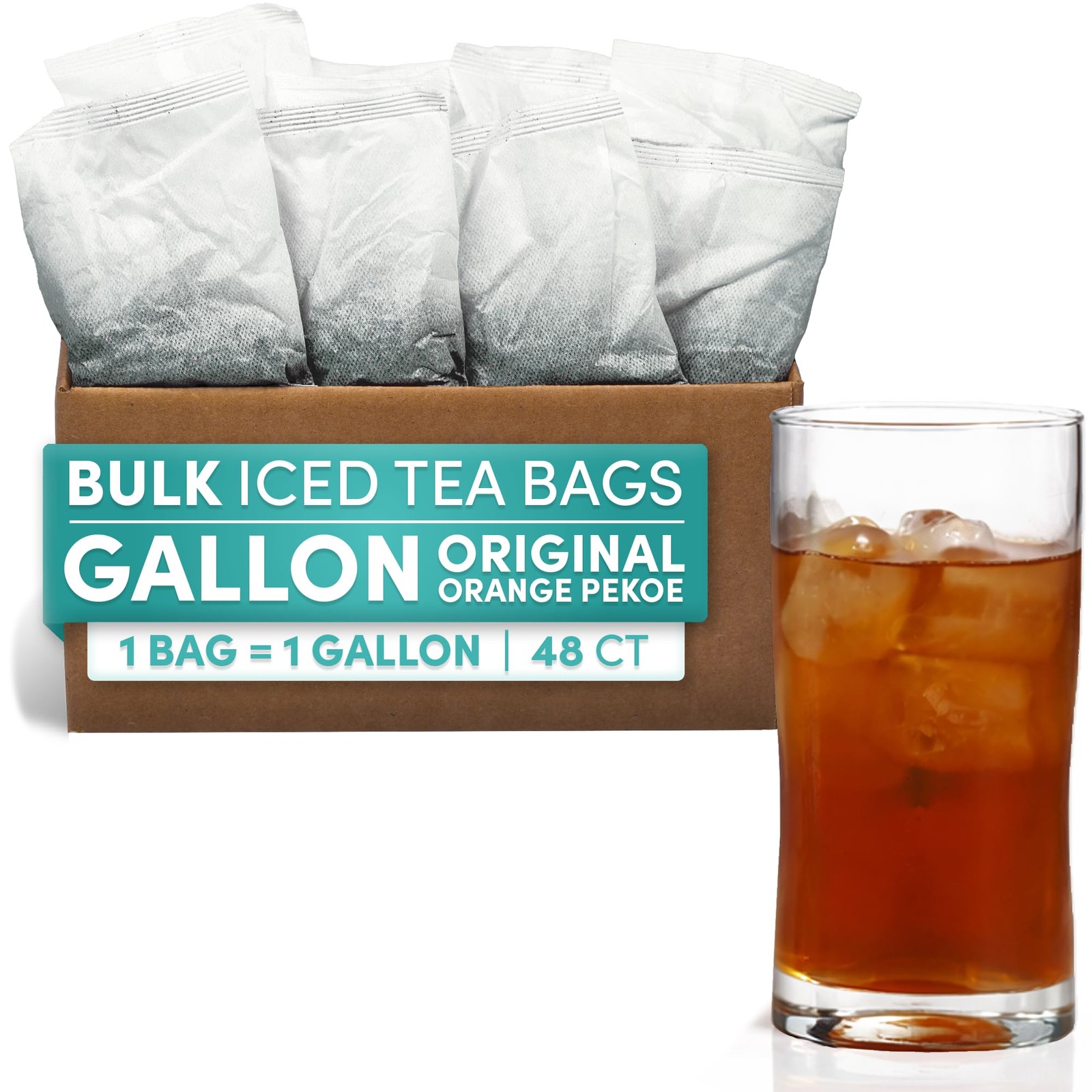 Black Orange Pekoe Iced Tea Bags, 1 Gallon Tea Bags, 48 Count, Bulk Iced Tea …