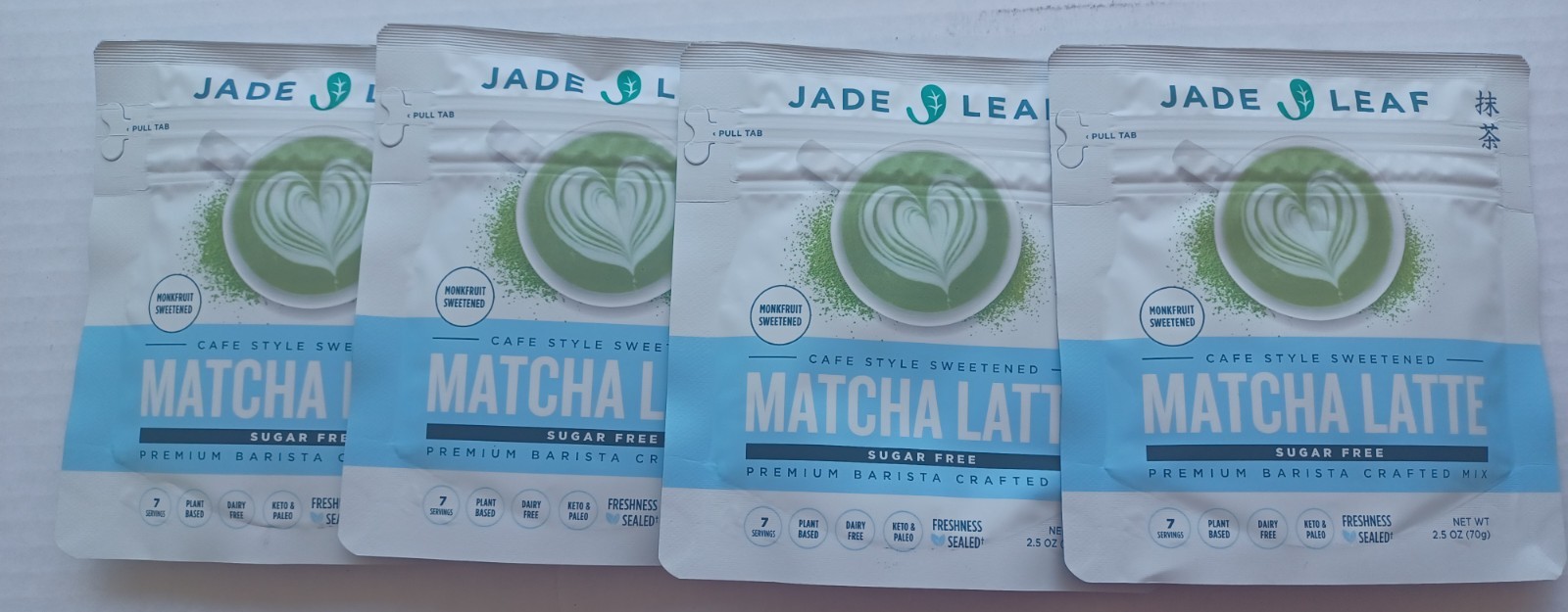 4 x Jade Leaf Sugar Free Café Style Latte Mix Organic Matcha Powered Tea BB 4/27