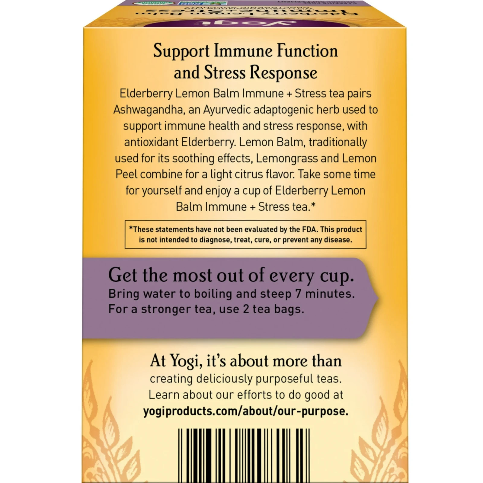 Yogi Tea Elderberry Lemon Balm, Immune Support, 96 Bags