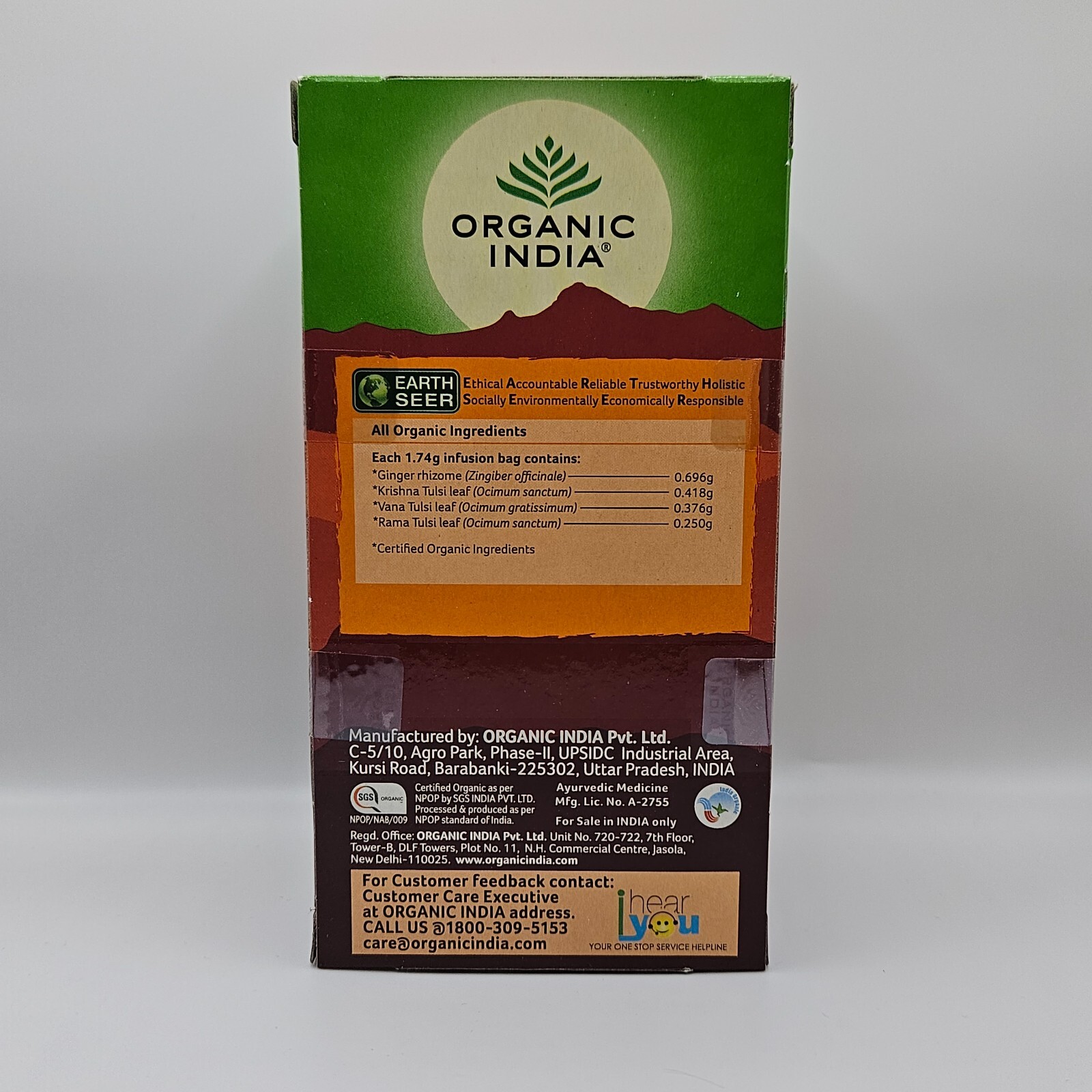 Organic India Ginger USA TEA 4 BOX 100 BAGS Immunity Skin