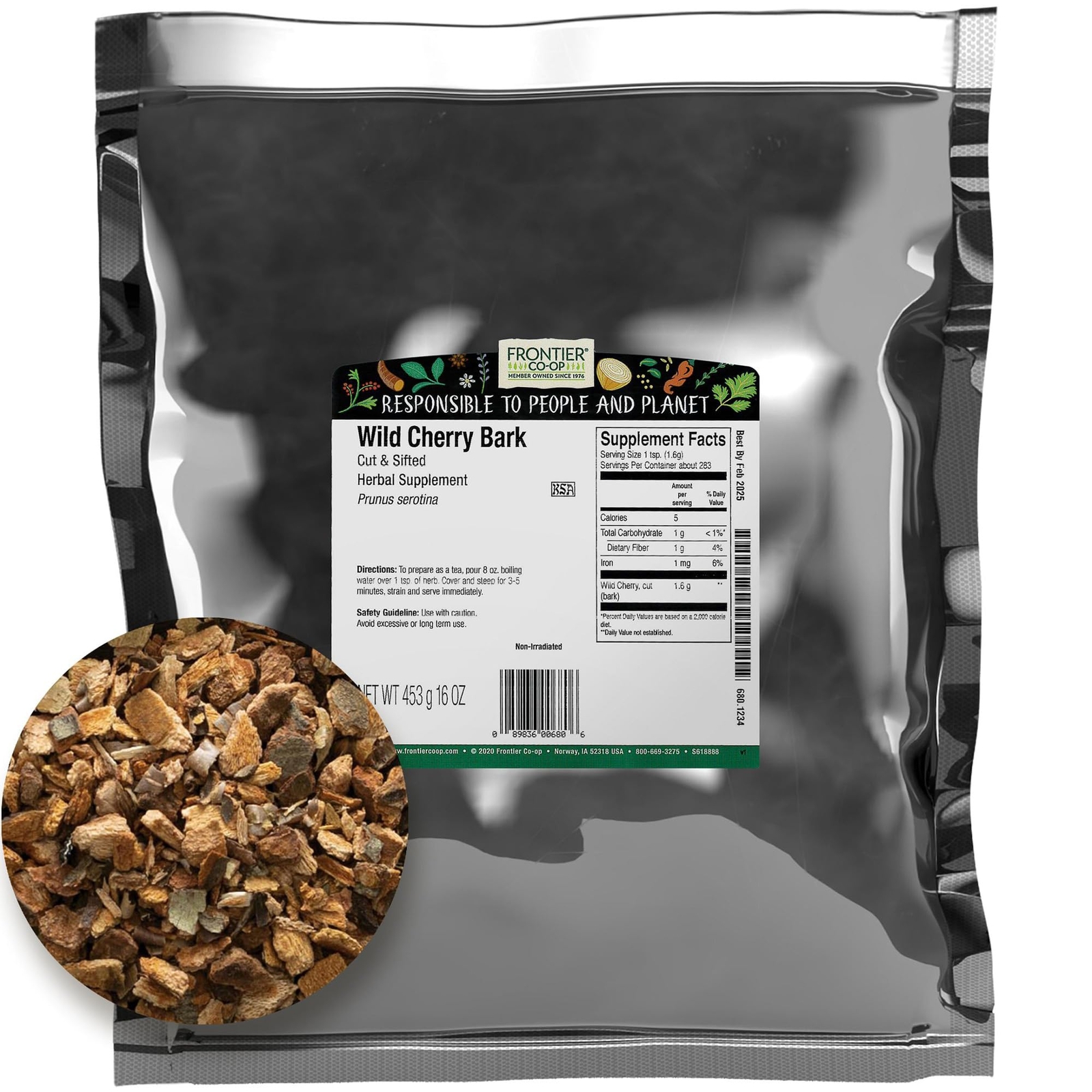 Frontier Co op Wild Cherry Bark Herbal Tea 1 Pound Kosher Natural Flavor