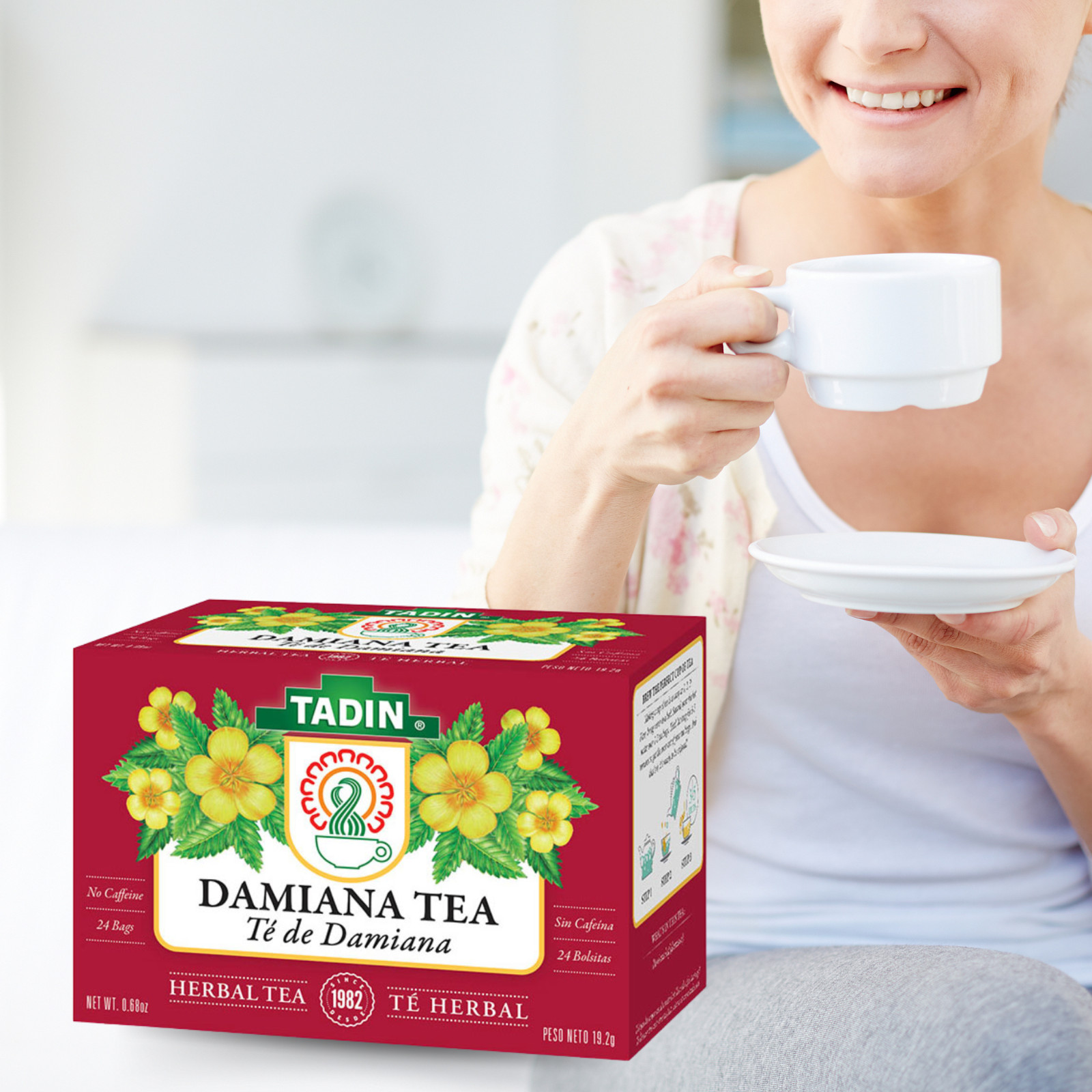 Tadin Damiana Herbal Tea, 24 Bags 0.68 fl oz, Smooth & Aromatic