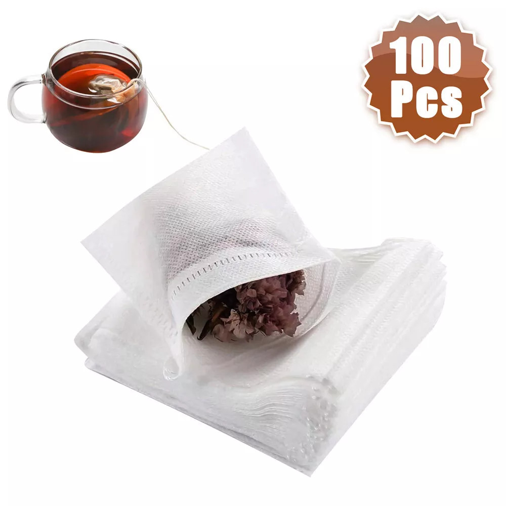 400× isposable Tea Filter Bags Empty Cotton Drawstring Tea Infuser for Loose Tea