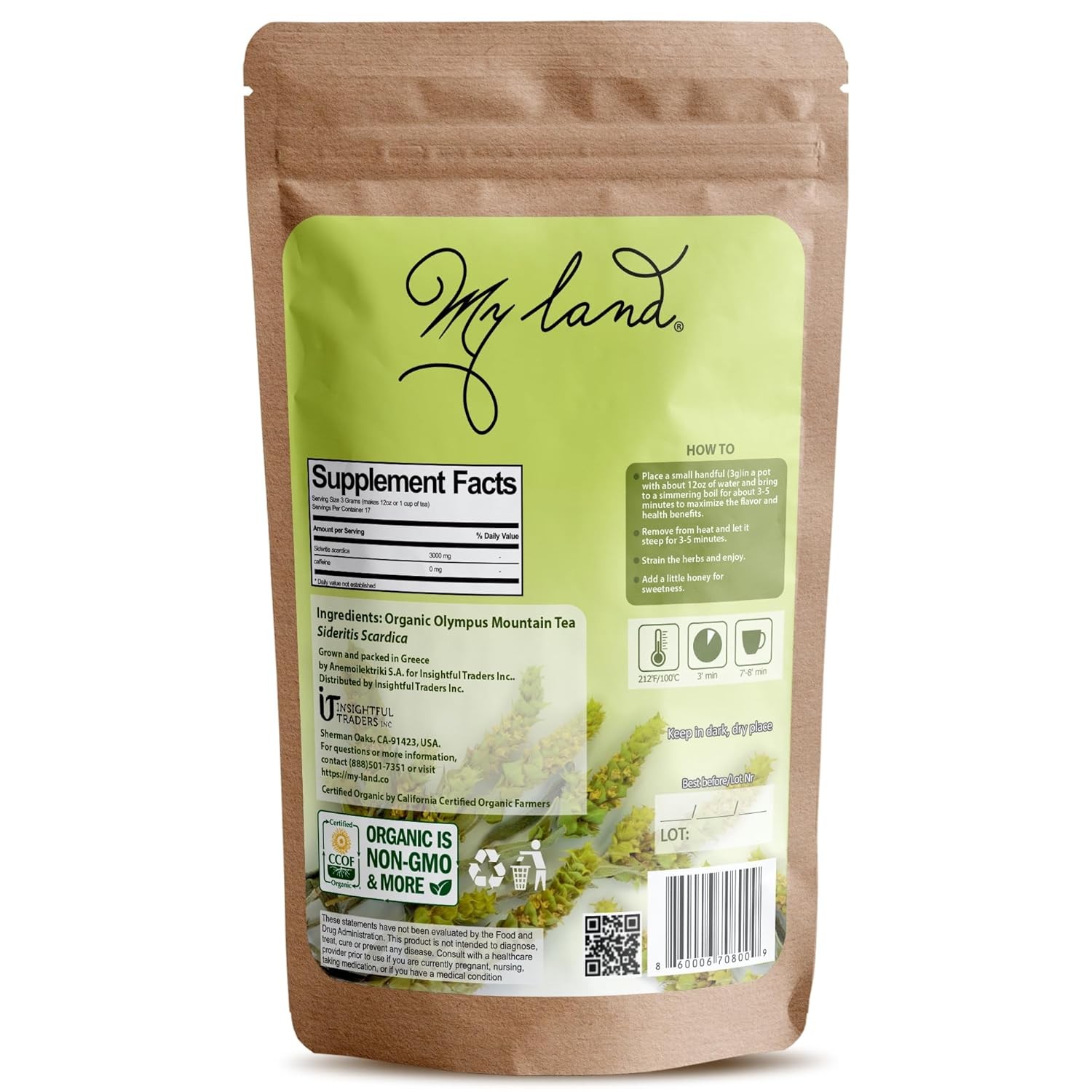 My Land Organic Greek Mountain Tea (Sideritis Scardica) – Loose Leaf Ironwort Ha