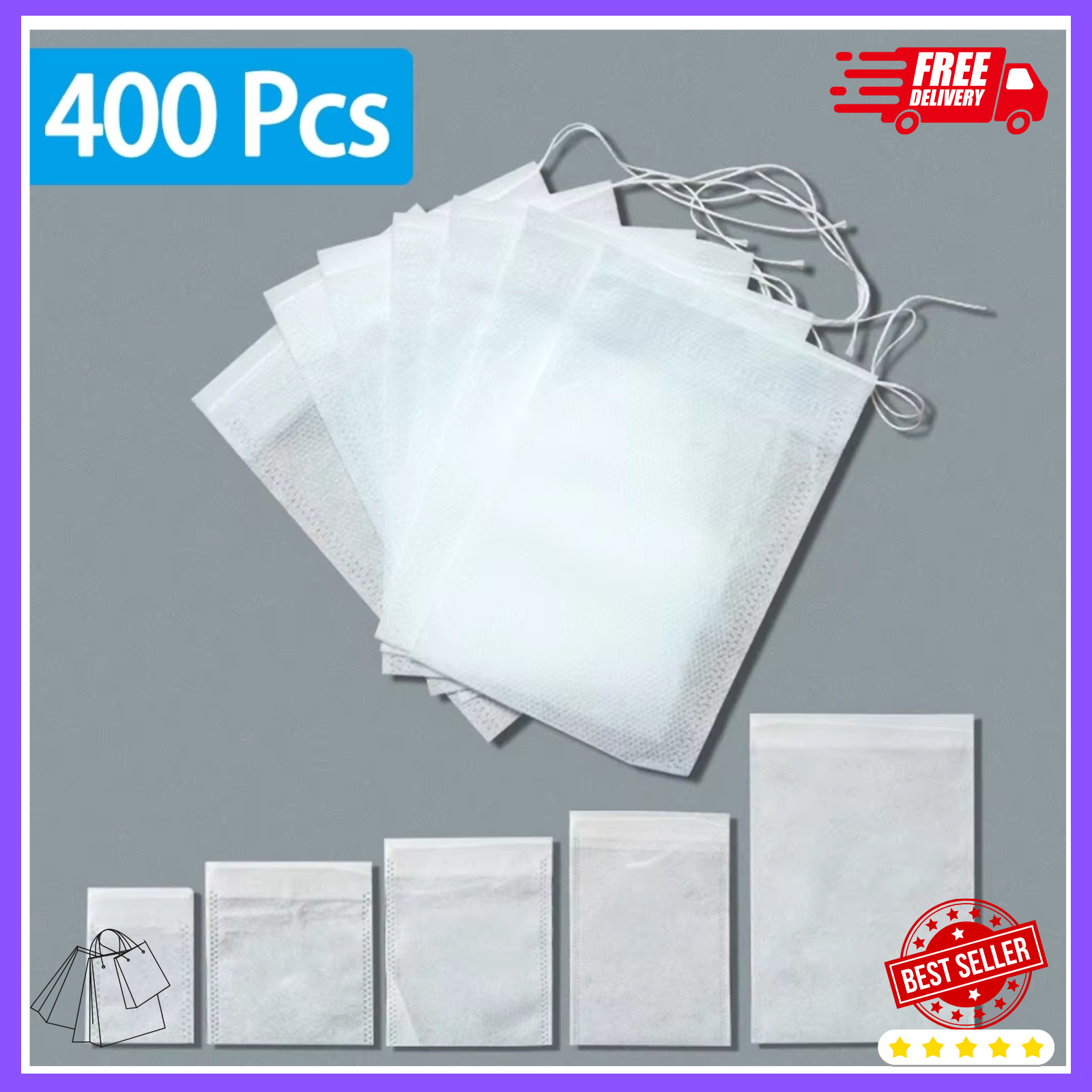 400-100 Disposable Tea Bag Empty Drawstring Filter Paper for Loose Leaf