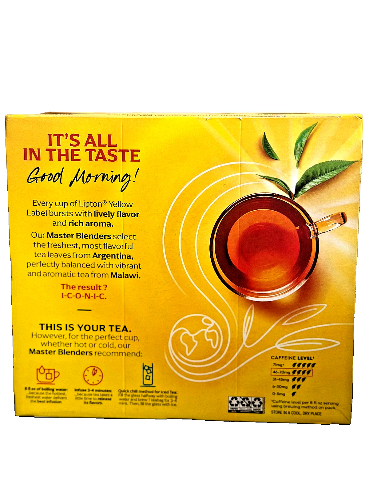 Lipton Yellow Label Black Tea 100 Tea Bags Rich Smooth Flavor New
