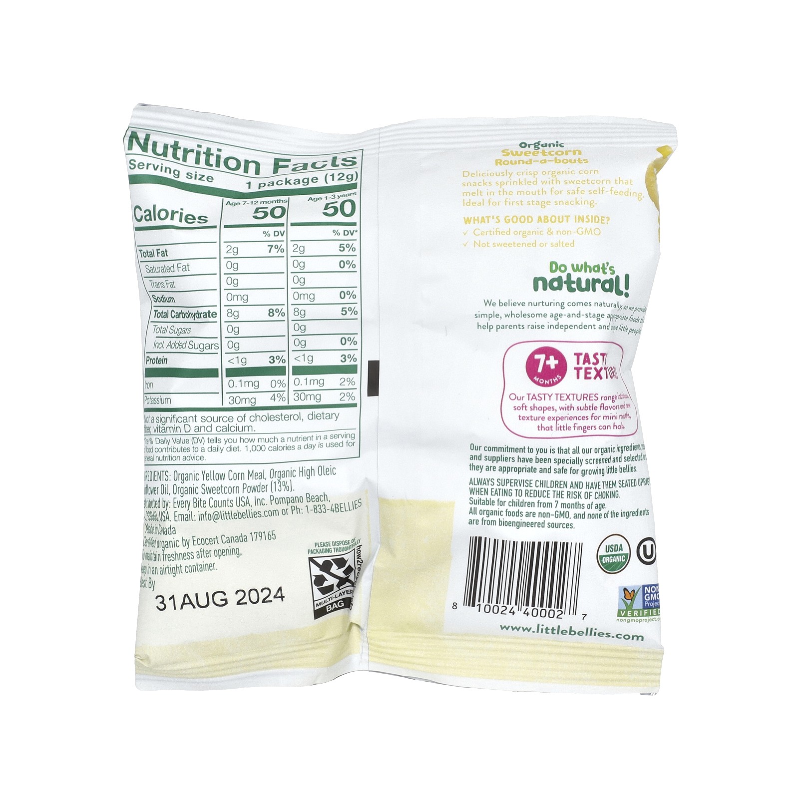 Organic Sweetcorn Round-A-Bouts, 7+ Months, 18 Bags, 0.42 oz (12 g) Each
