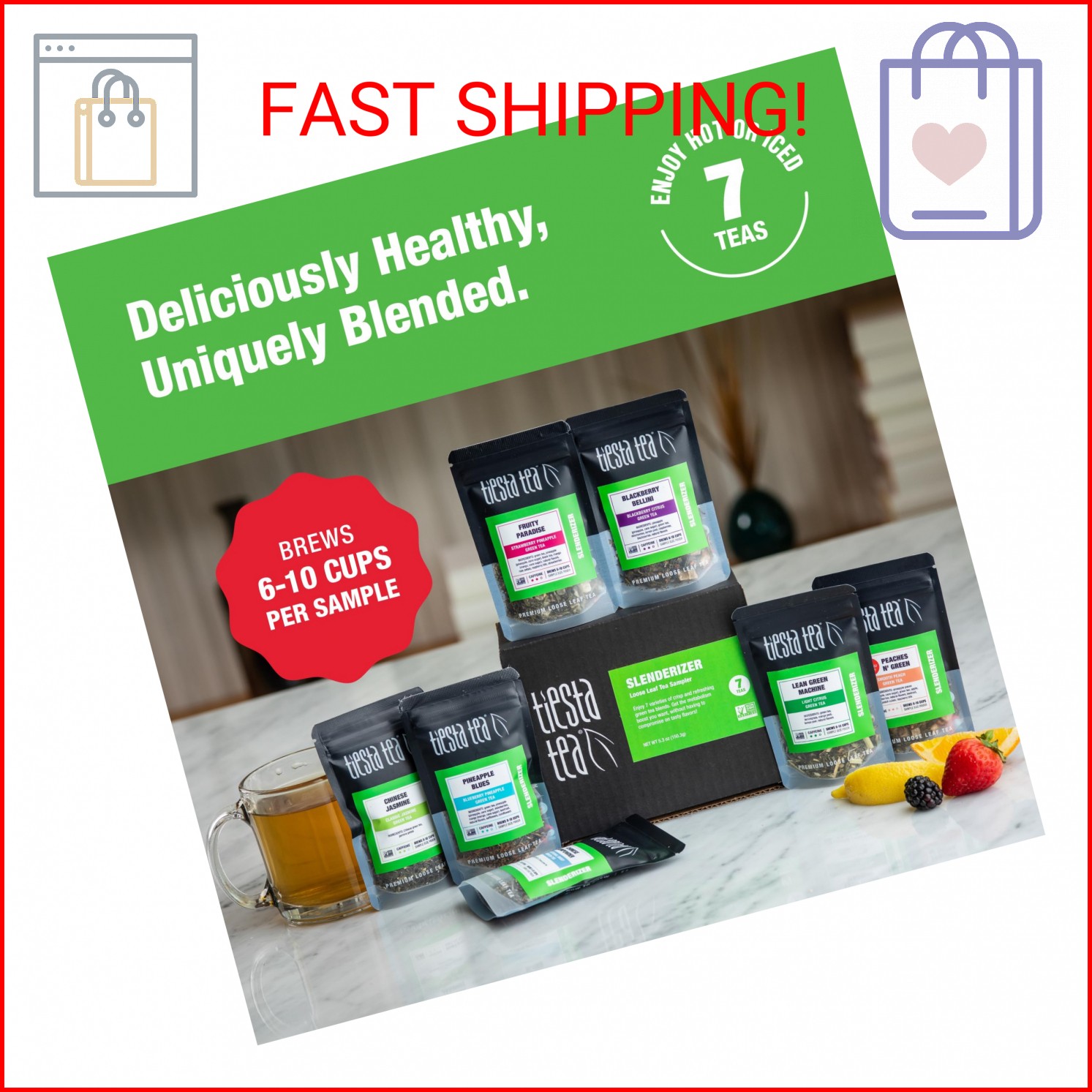 Tiesta Tea – 7 Green Teas Dry Flight Sampler, Loose Leaf, Medium Caffeine Hot &