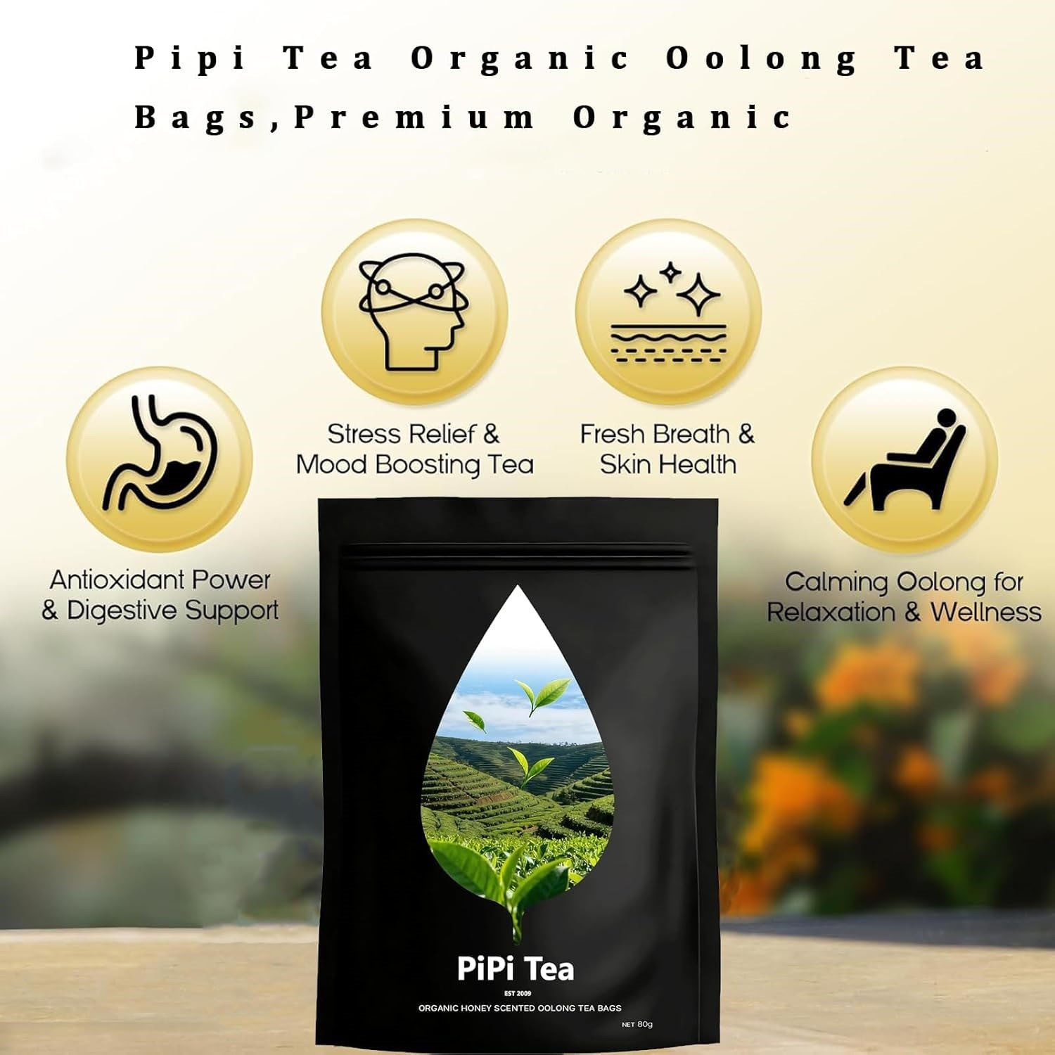 Pipi Tea Oolong,Pipi Oolong Tea,4g*20 Bags Selected Tea Leaves,Cortisol &Calming