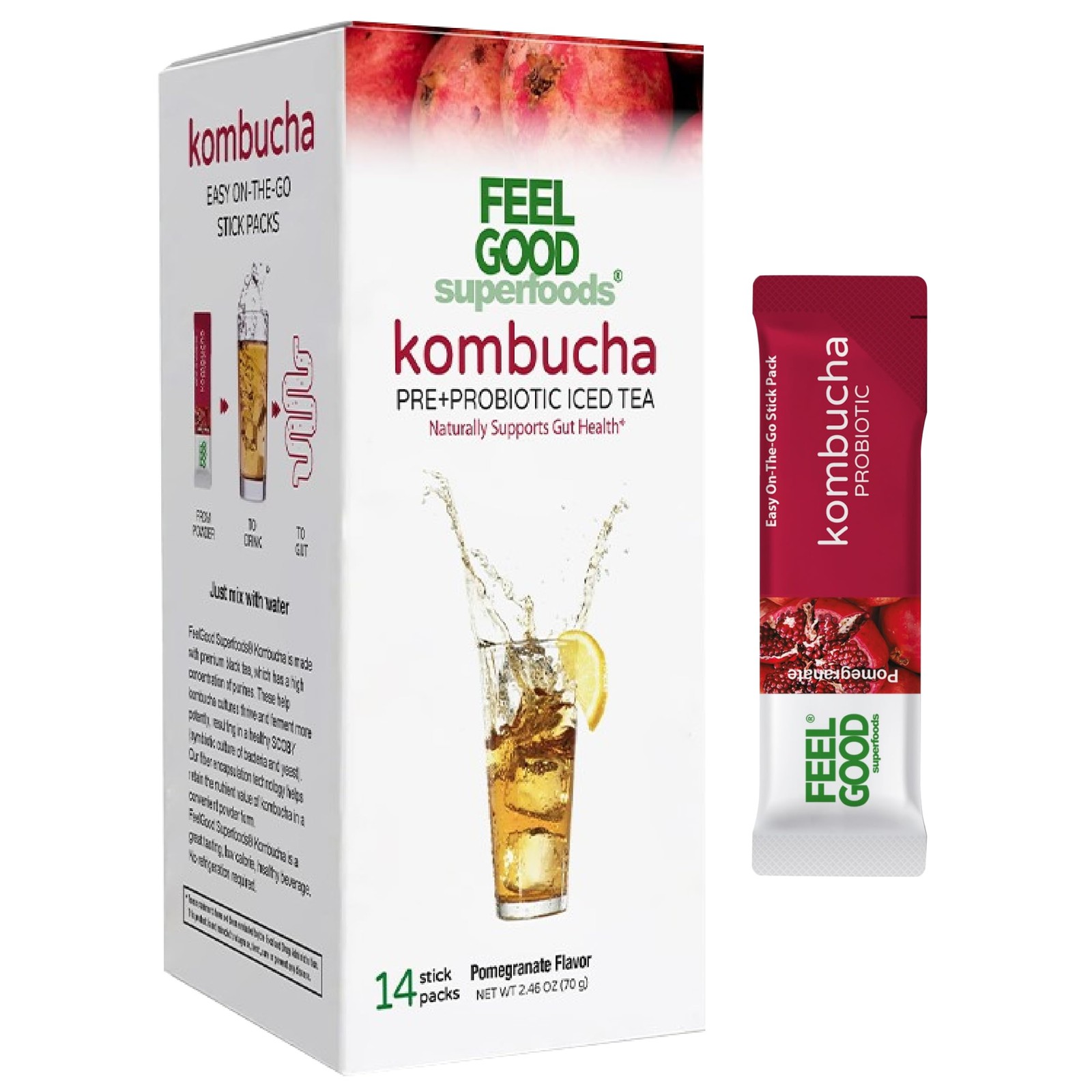 Kombucha Iced Tea Packets, Delicious Pomegranate Flavored Refreshing Instant …