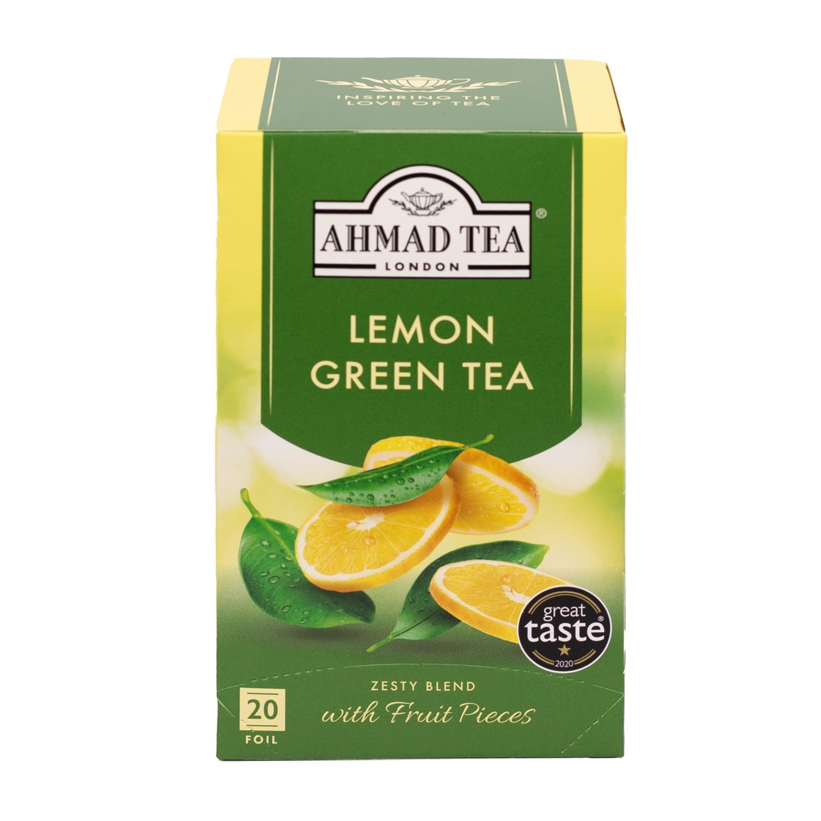 English Teas, “Lemon Green Tea” – Tagged & Aluminium Foil Enveloped Teabags