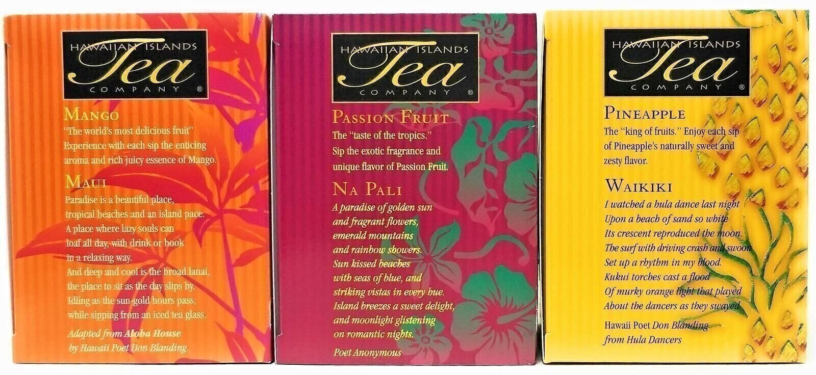 Tropical Tea Gift Set, Mango, Passion Fruit, Pineapple, 60 Tea Bags, 3 Boxes