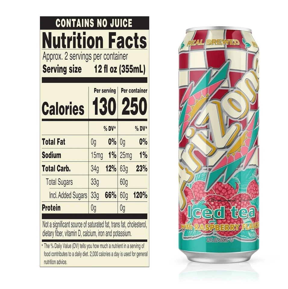ARIZONA ICED TEA RASPBERRY 22 FL OZ 24 PACK OF CANS
