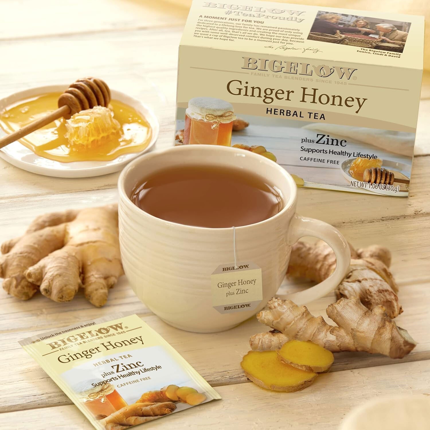 Bigelow Ginger Honey Herbal Tea – 18 tea bags