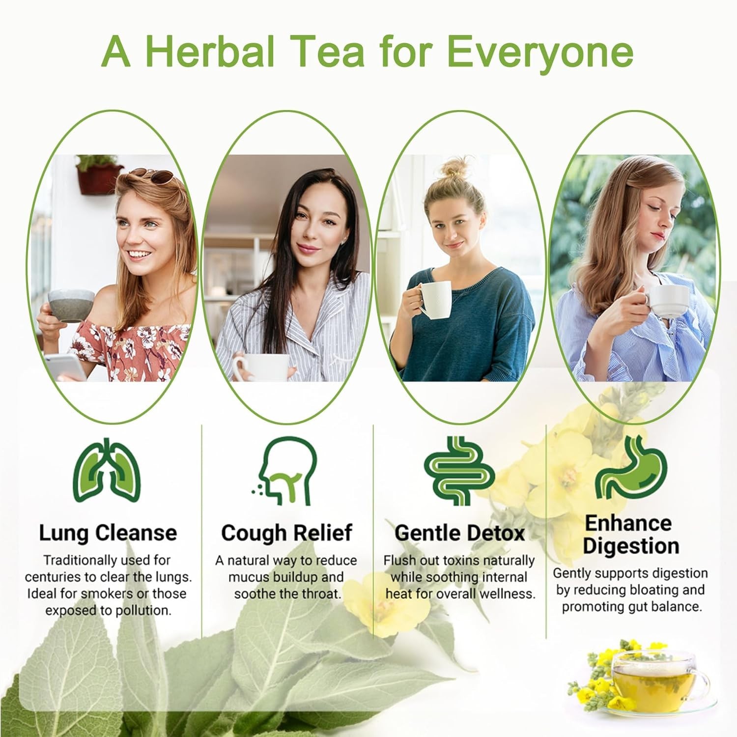 Caffeine-Free Organic Mullein Tea – 20 Count for Respiratory Health & Wellness