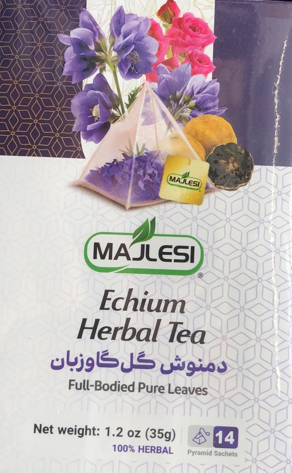 Majlesi Echium Herbal Tea 14-Count Full Body Pure Leaves 1.2 oz. (35 g)