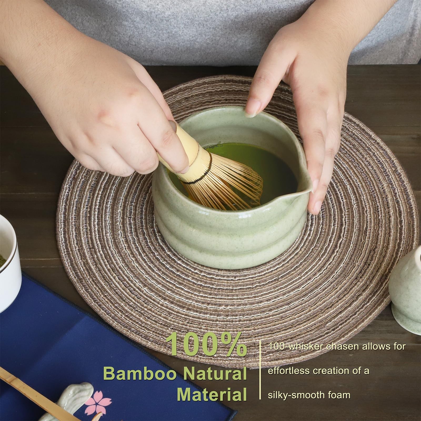 Complete Matcha Set – 7 Pcs Matcha Starter Kit with Bamboo Whisk, Ceramic Bow…