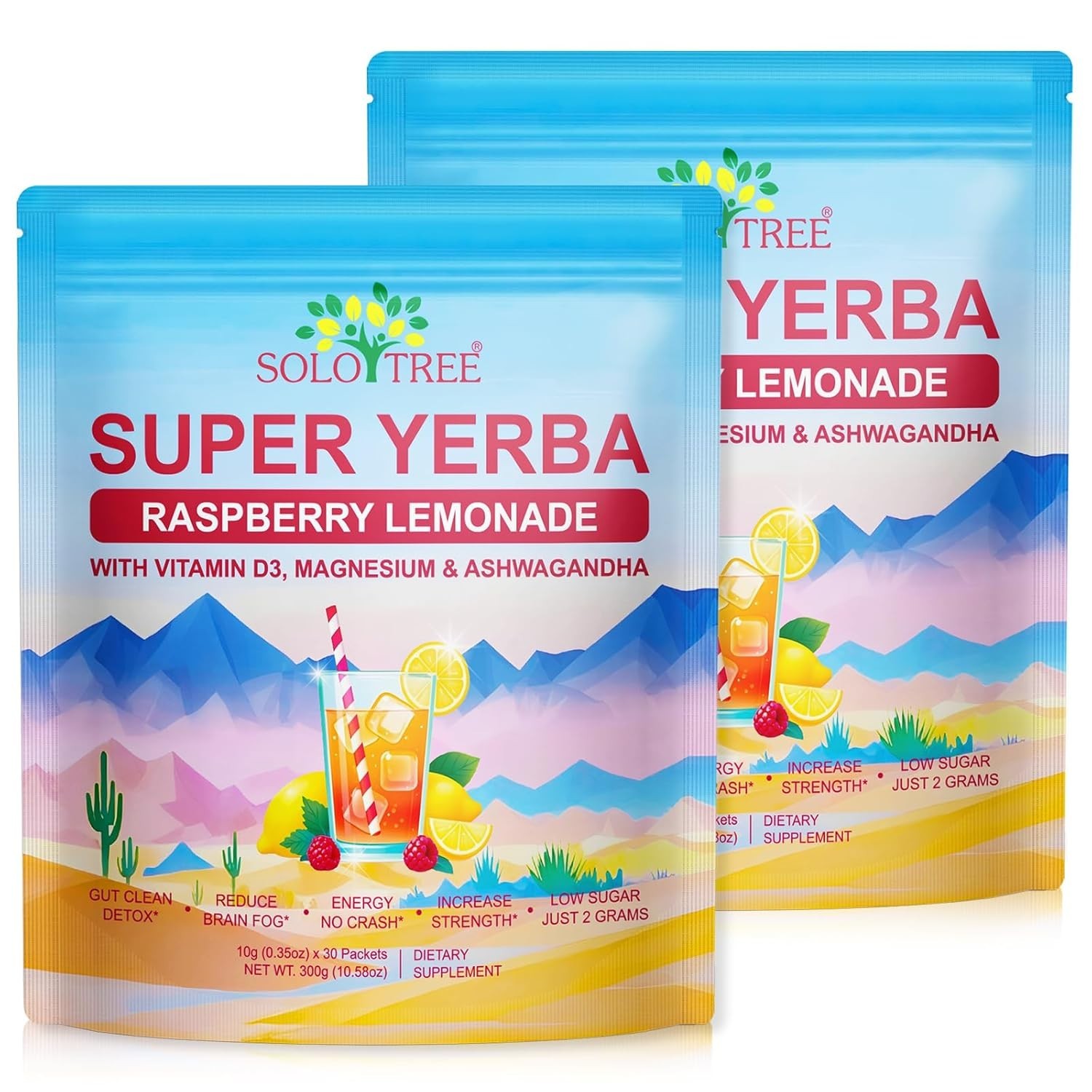 Super Yerba Mate Instant Tea Powder Energy Focus USA Made 60 Servings 2 pack