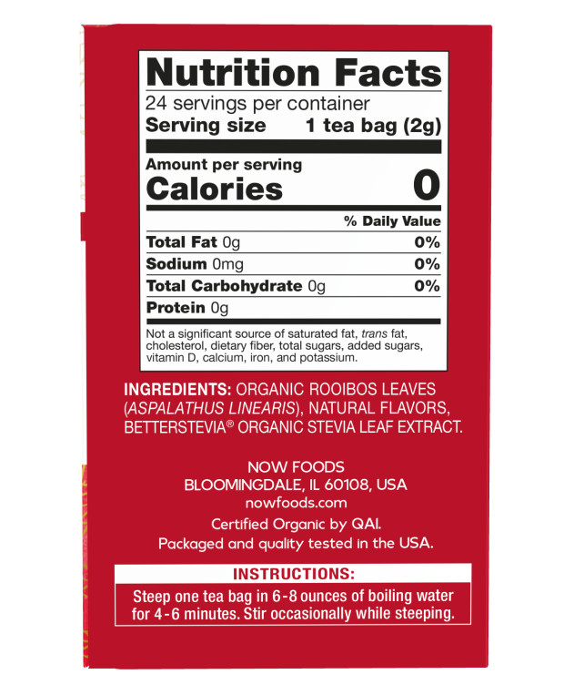 Better Off Red Rooibos Tea Vanilla Citrus Blush 24 bags By Now Foods