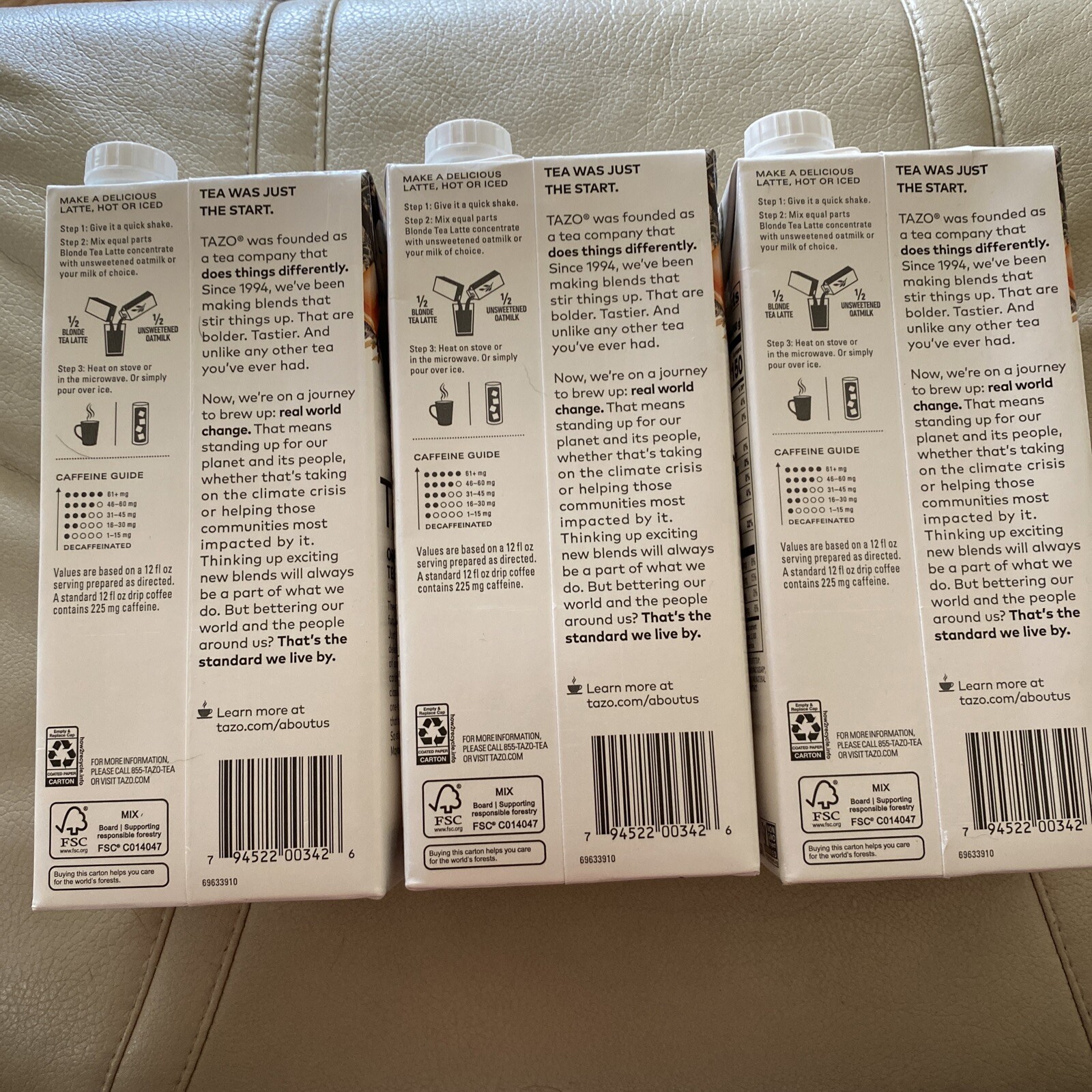 Tazo Organic Blonde Tea Latte White And Black Tea Concentrate 32 oz (Pack Of 3)