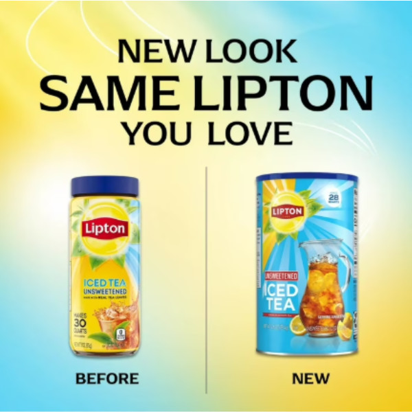 (Pack of 1) Lipton Unsweetened Black Tea Iced Tea Mix, 28 Quarts – USA