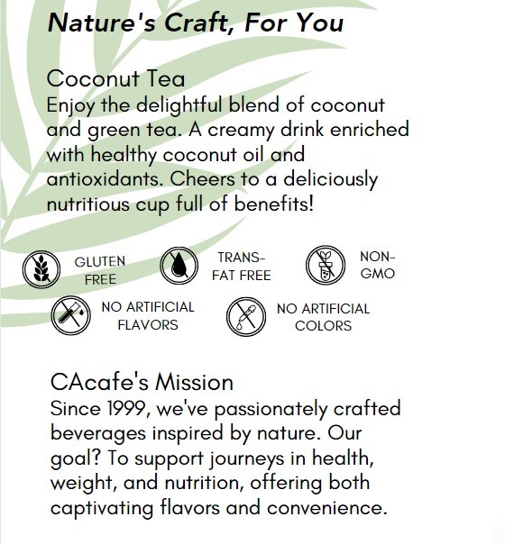 CAcafe Coconut Tea, Green Tea Infused with Coconut 19.05oz