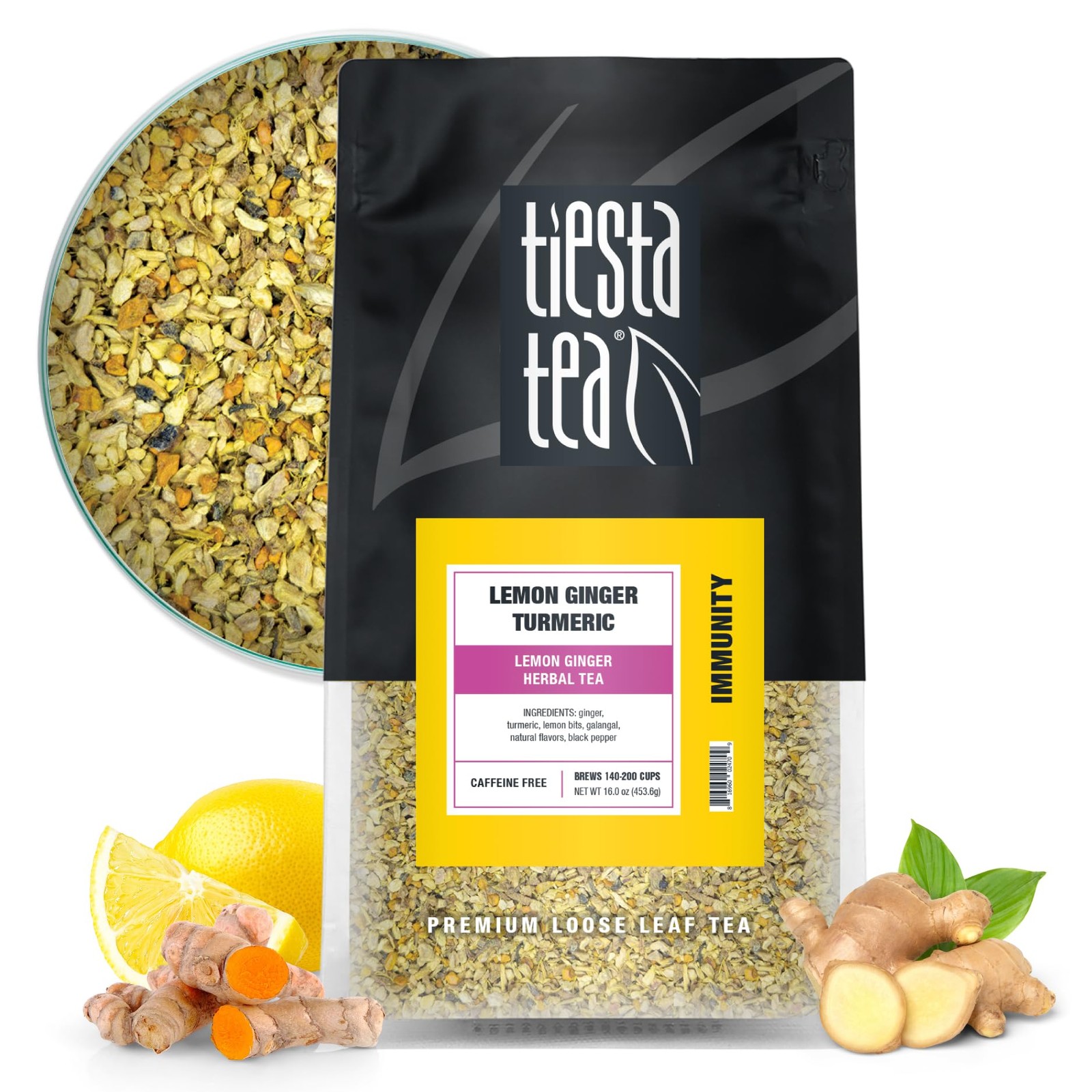 Premium Loose Leaf Ginger Tea Blend Bulk Pouch 200 Cups Resealable Gift
