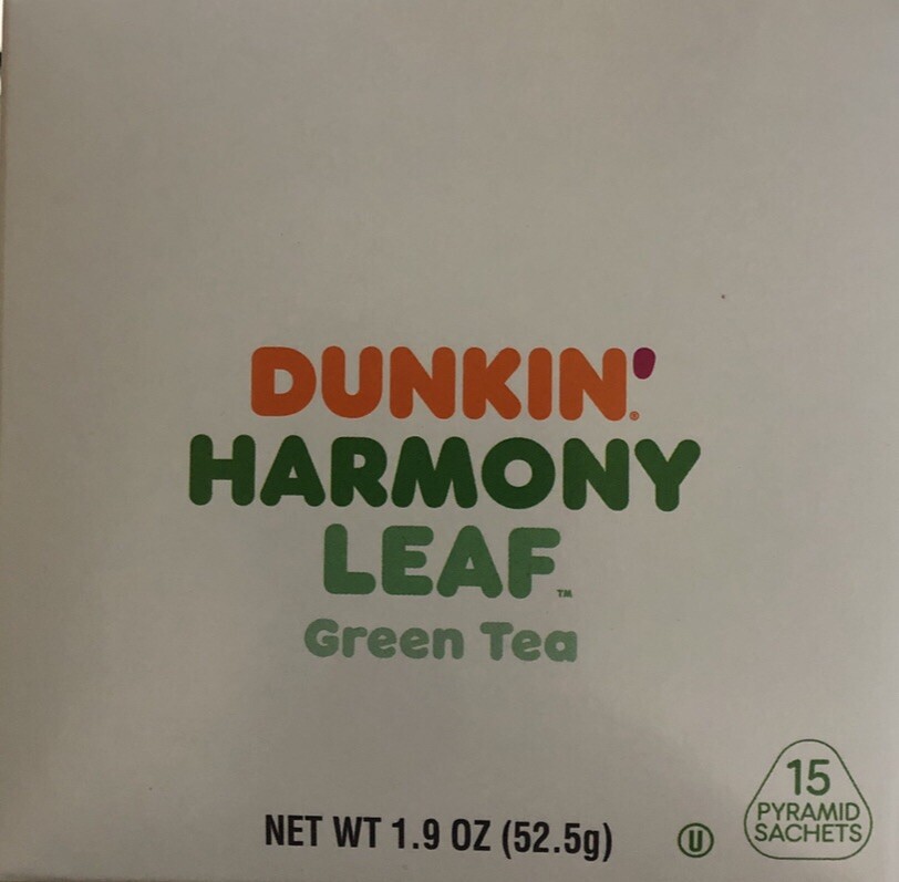 2 Boxes Dunkin Harmony Leaf Green Tea. 30 Tea Bags. NW 1.9 OZ EA.