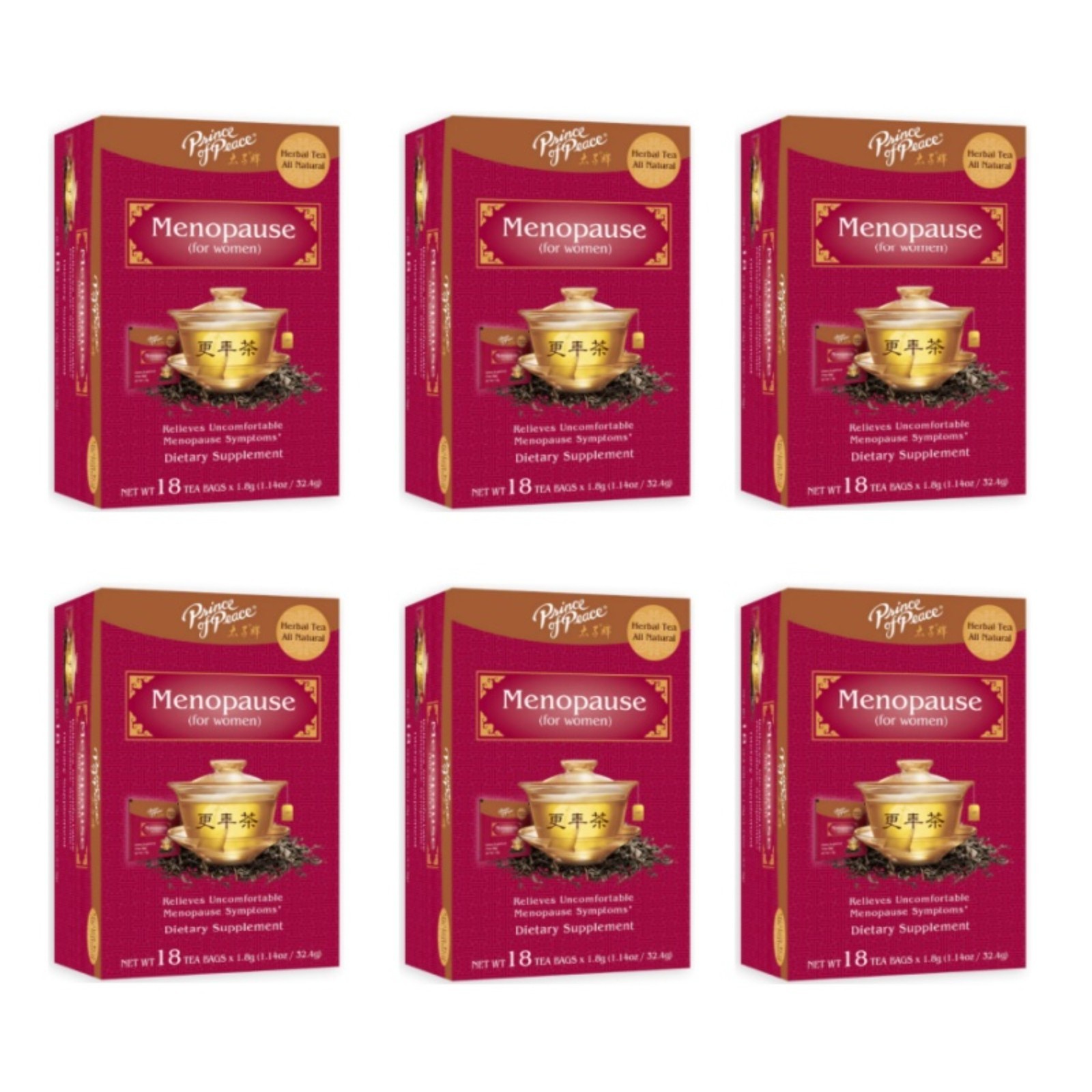 Prince Of Peace Menopause Tea 18 Tea Bags Each Box (6 Boxes)