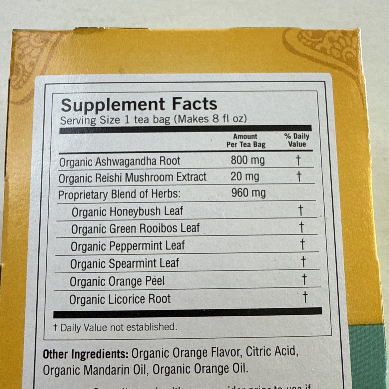Yogi Tea Mandarin Mint Mindfulness Herbal Supplement Calm Clarity Organic Orange