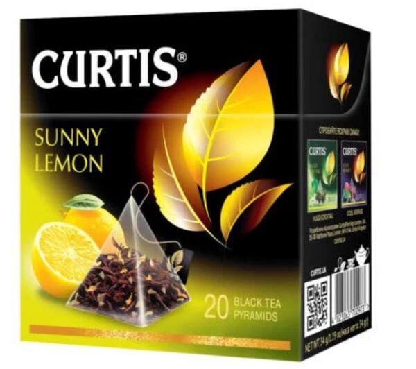 Curtis Tea Sunny Lemon – Premium Black Tea with Lemon Zest – 20 Pyramids