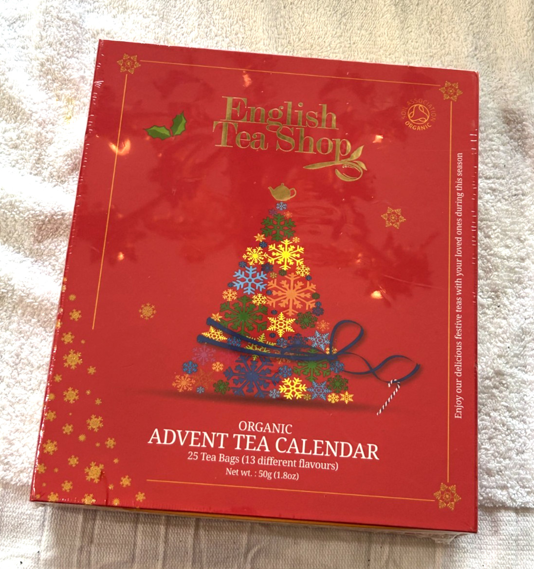 ENGLISH TEA SHOP sealed Organic ADVENT TEA CALENDAR 25 bags 13 flavours 24/06/26