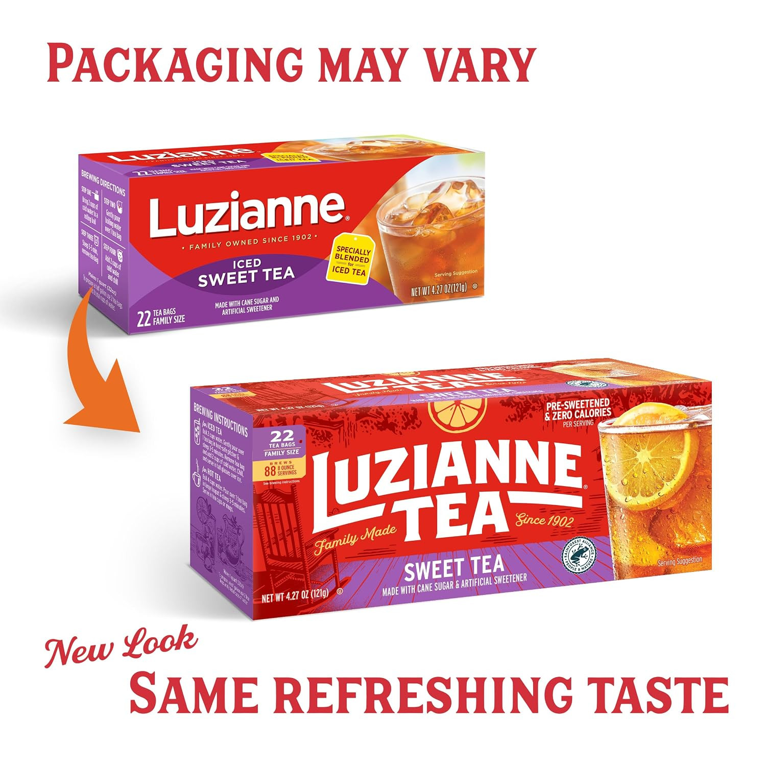 Sweet Iced Tea Bags, Family Size, 22Ct Box (Pack of 6)