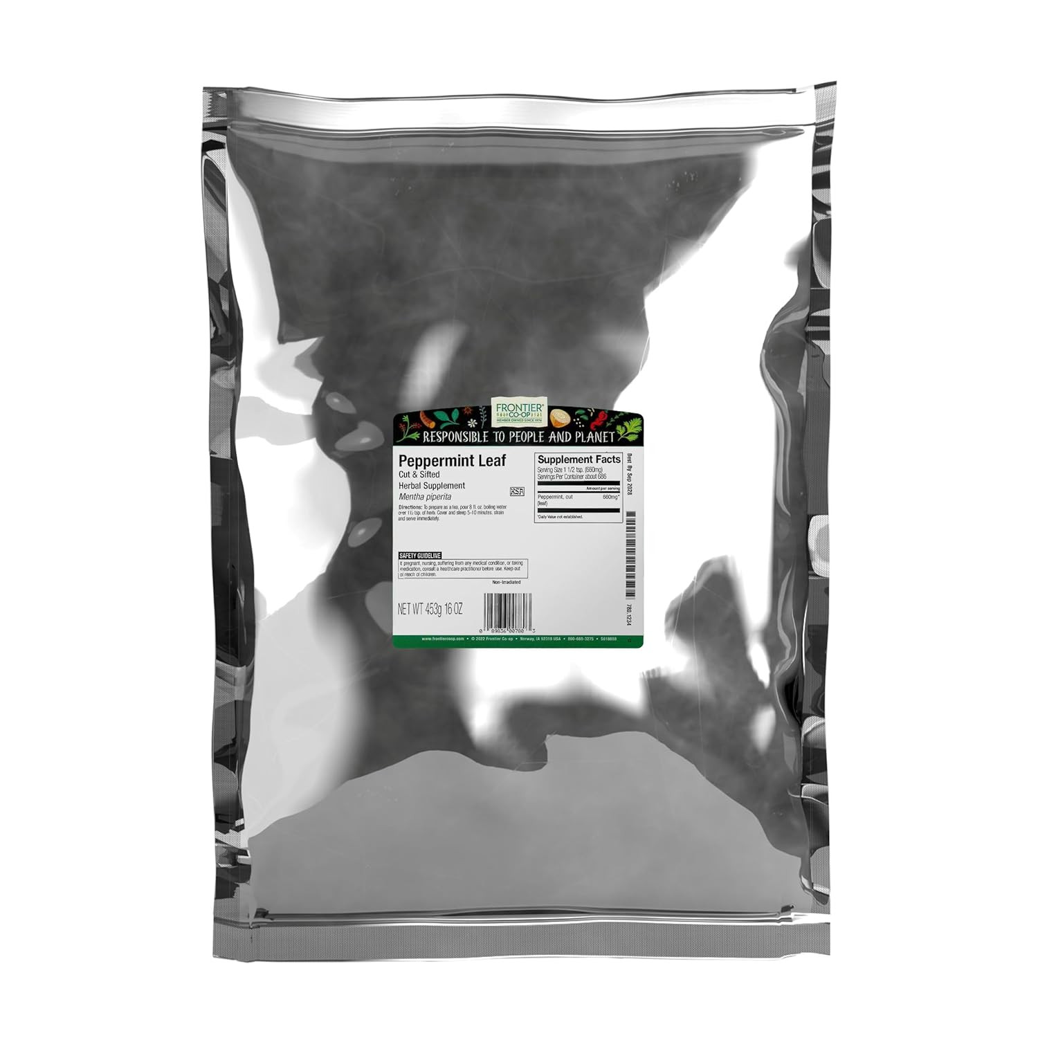 Bulk Peppermint Leaf, 1 Pound, Cut, Sifted Peppermint for Tea & Cooking, Cool, R