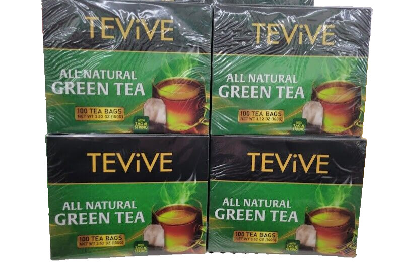 4-Boxes TEVIVE All Natural Green Tea (400 Count Tea Bags)