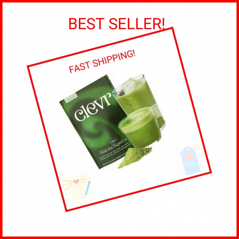 Clevr Matcha SuperLatte, Instant Ceremonial Grade, Superfood Powder Blend with O