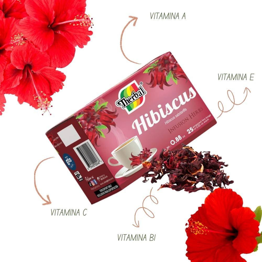 Jamaica Té (Hibiscus Tea) – 25 Tea Bags – Vegan, 100% Natural – Premium Brand